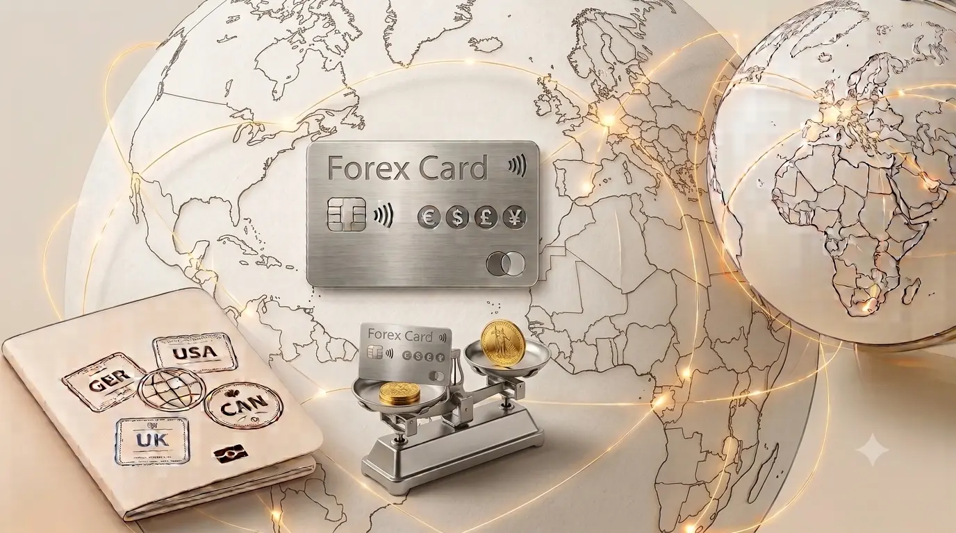 Managing a multi-currency forex card from a mobile app while abroad